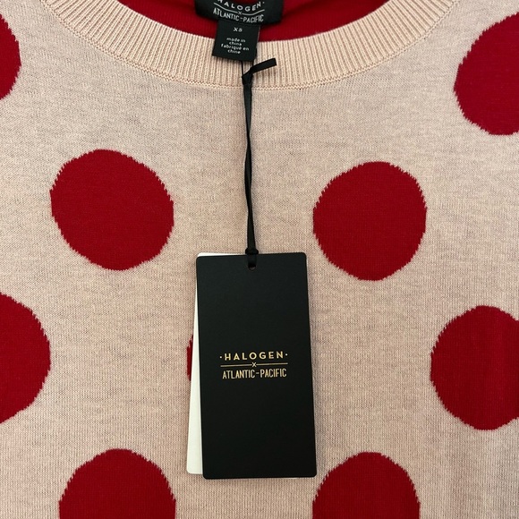 SOLD🥤 Halogen Polka Dot Sweater XS NWT Pink Red Riverdale - Picture 6 of 14